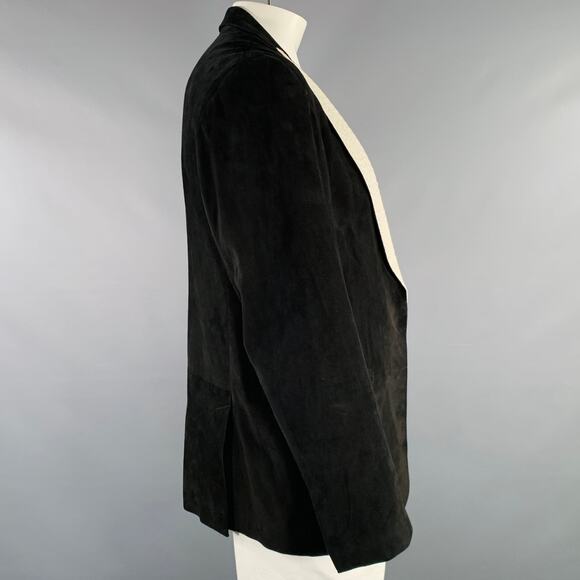 NAHMIAS Size XL Black White Leather Suede Peak Lapel Jacket - Picture 3 of 6